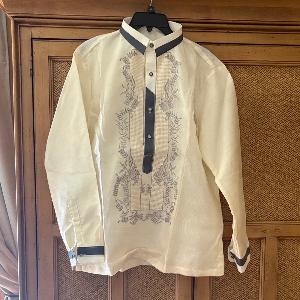 Men's Cream Embroidered Dress Barong